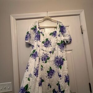 Draper James White Dress with Purple Floral Print